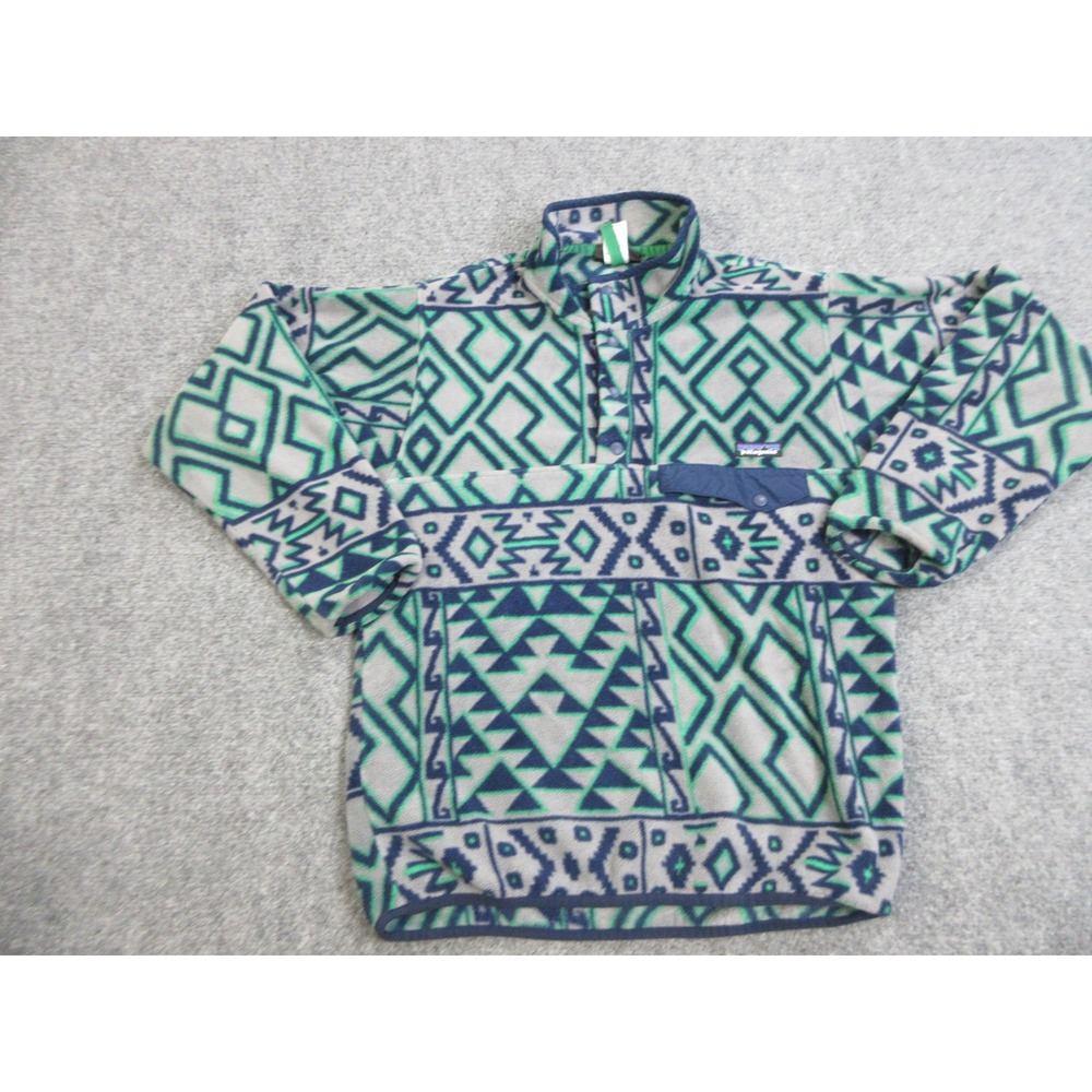 Patagonia Synchilla‎ Pullover Mens Small Gray Aztec Fleece Snap-T Jacket